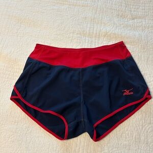 Mizuno Red and Blue Athletic Shorts Lightweight Design